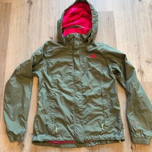 The North Face Women's Olive Raincoat with Pink Lining